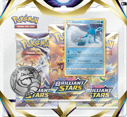Pokemon TCG - Sword & Shield - Brilliant Stars - Glaceon - 3 Pack Blister