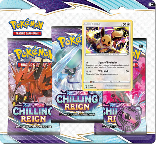 Pokemon TCG - Sword & Shield - Chilling Reign - Eevee - 3 Pack Blister