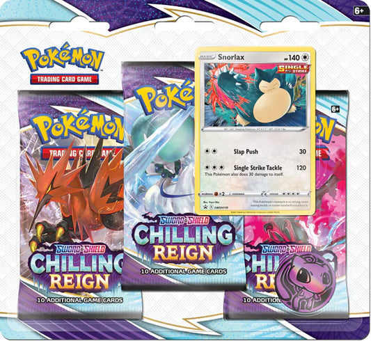 Pokemon TCG - Sword & Shield - Chilling Reign - Snorlax - 3 Pack Blister
