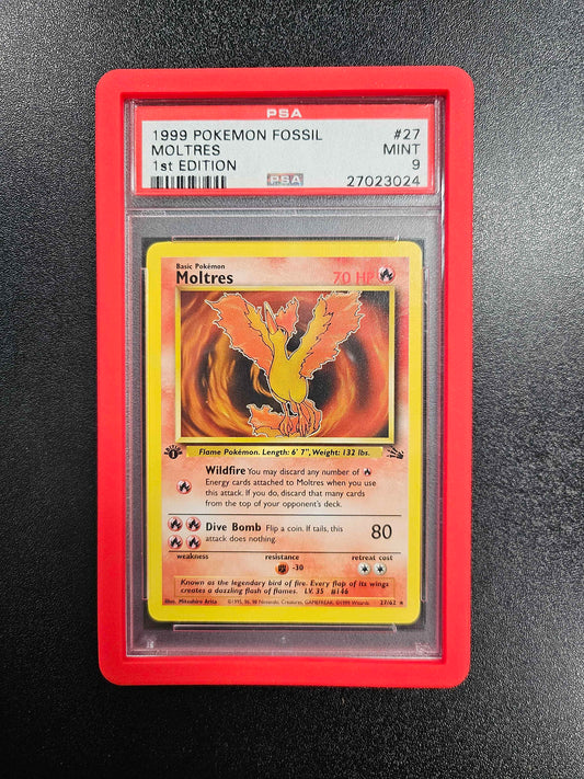 Moltres (27/62) Rare - 1999 1ST EDITION FOSSIL EN - PSA 9