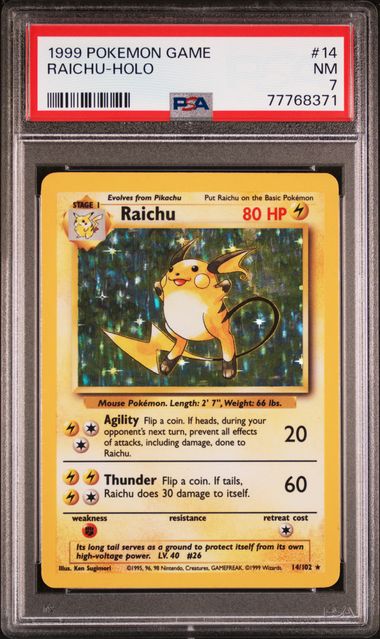 PSA 7 - Base Set Unlimited - Raichu Holo #14