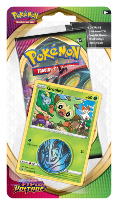 Pokemon TCG - Sword & Shield - Vivid Voltage - Grookey - Checklane Blister